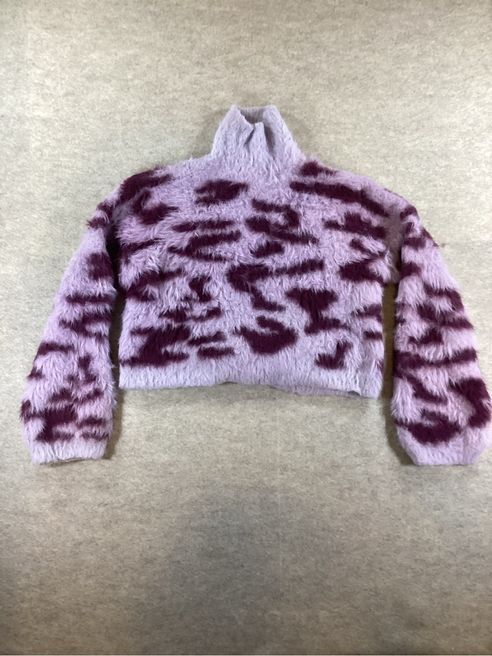 Lulu's Lavender and Plum Fuzzy Cropped Turtleneck Sweater